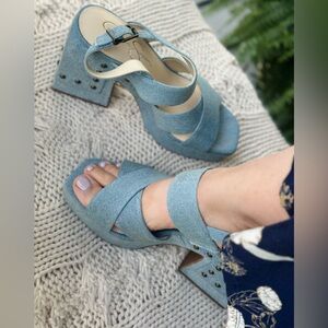 Jessica Simpson Women's Nellenie Ankle-Strap Platform Sandals, Denim, Size 9